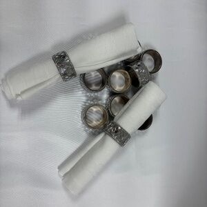 Vintage Touch Set  of 12 Stainless Steel Mirrored Rhinestone Napkins Ring.